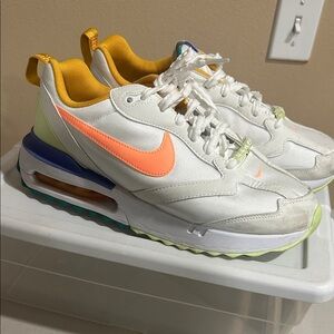 Nike White and Orange Air Max Sneakers